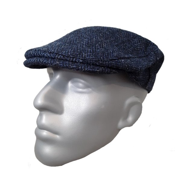 Hartside HS14 Scottish Highland Harris Tweed® Flat Cap Blue-Black - CHOOSE SIZE - Picture 5 of 11